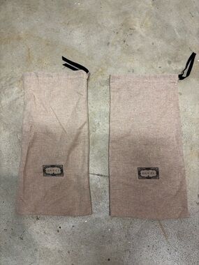 Gucci Tan Linen Drawstring Dust Bags Set of 2 Storage Shoe Bag Authentic